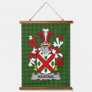 Irish Keating or O_Keaty Coat of Arms Family Crest Hanging Tapestry