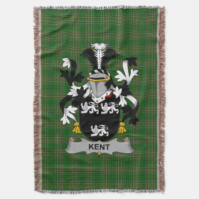  Irish Kent Coat of Arms Family Crest Ireland Throw Blanket (Front Vertical)