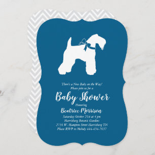 Irish Kerry Blue Terrier Dog Baby Shower Blue Boy Invitation