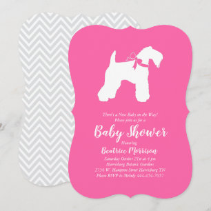 Irish Kerry Blue Terrier Dog Baby Shower Pink Girl Invitation