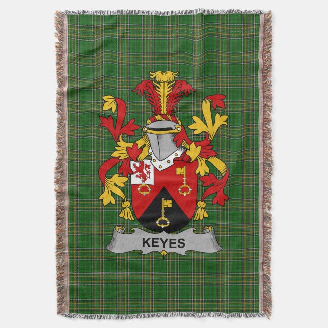  Irish Keyes Coat of Arms Family Crest Ireland Throw Blanket (Front Vertical)