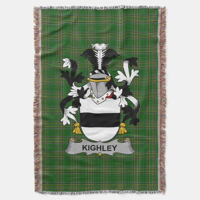  Irish Kighley Coat of Arms Family Crest Ireland Throw Blanket (Front Vertical)