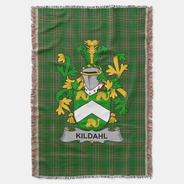  Irish Kildahl Coat of Arms Family Crest Ireland Throw Blanket (Front Vertical)