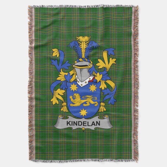  Irish Kindelan or O_Kindelan Coat of Arms Family  Throw Blanket (Front Vertical)