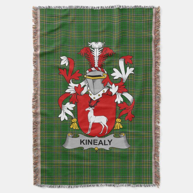  Irish Kinealy or O_Kinnally Coat of Arms Family C Throw Blanket (Front Vertical)