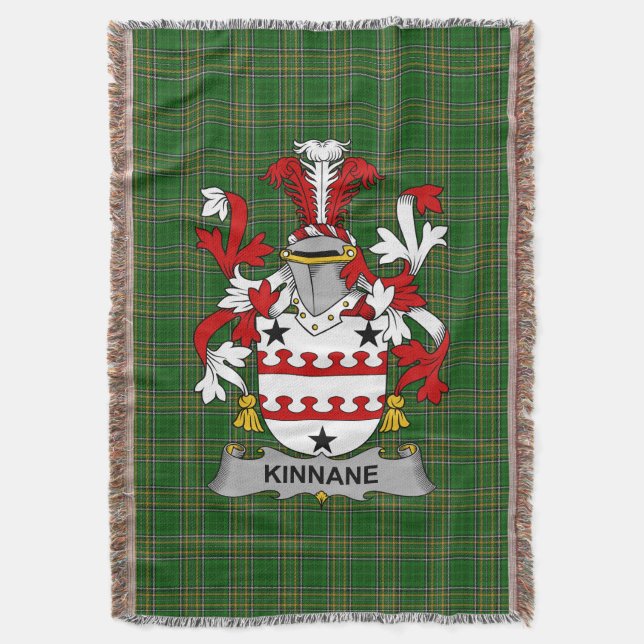  Irish Kinnane or O_Kinane Coat of Arms Family Cre Throw Blanket (Front Vertical)