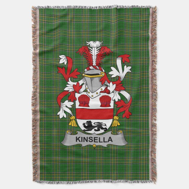  Irish Kinsella or Kinsellagh Coat of Arms Family  Throw Blanket (Front Vertical)