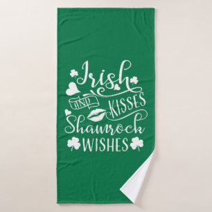 Irish Kisses and Shamrock Wishes Bath Towel