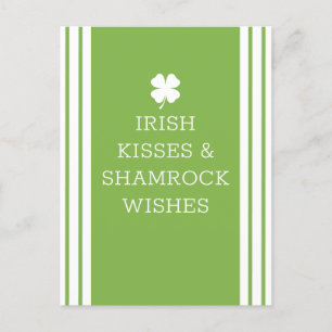 Irish Kisses and Shamrock Wishes Holiday Postcard
