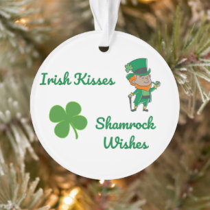 Irish Kisses, Shamrock Wishes on an Ornament
