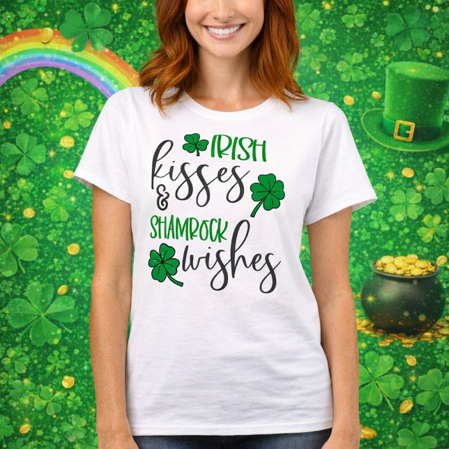 Irish Kisses & Shamrock Wishes T-Shirt (Creator Uploaded)