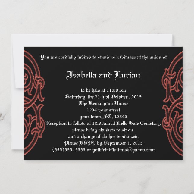 Irish Knots with Poetry Goth Wedding Invitations (Front)