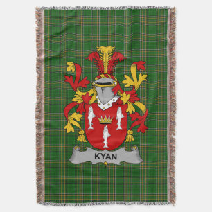 Irish Kyan or O_Kyan Coat of Arms Family Crest Ir Throw Blanket