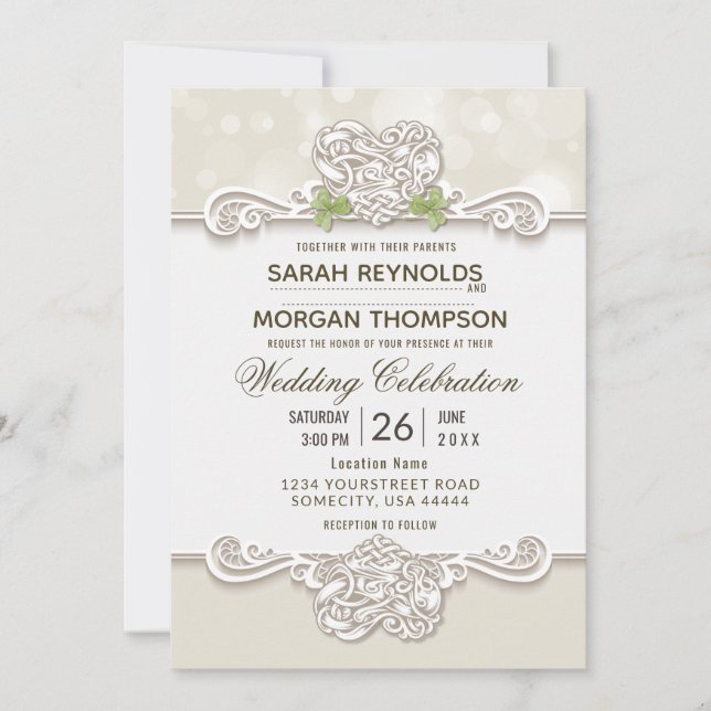 Irish Lace Wedding Invitation (Front)
