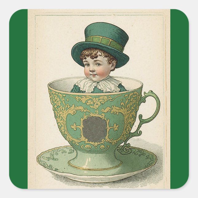 Irish Lad In Tea Cup Sticker (Front)