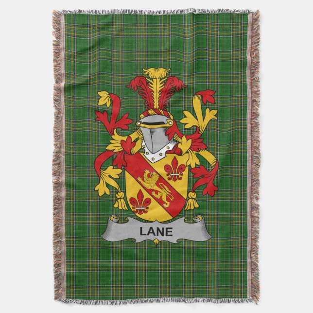 Irish Lane Coat of Arms Family Crest Ireland Throw Blanket (Front Vertical)