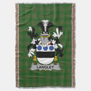  Irish Langley Coat of Arms Family Crest Ireland Throw Blanket