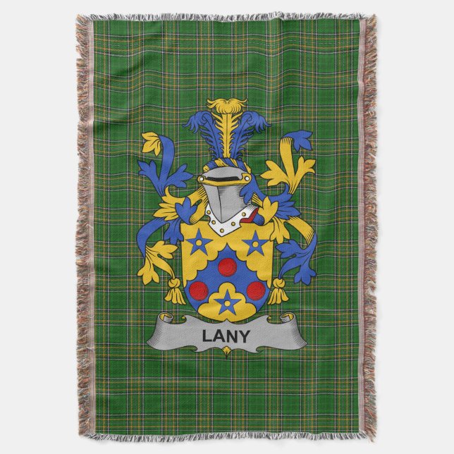  Irish Lany or Laney Coat of Arms Family Crest Ire Throw Blanket (Front Vertical)