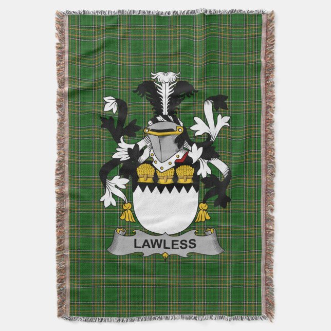  Irish Lawless Coat of Arms Family Crest Ireland Throw Blanket (Front Vertical)