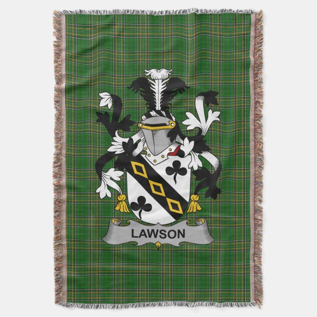  Irish Lawson Coat of Arms Family Crest Ireland Throw Blanket (Front Vertical)