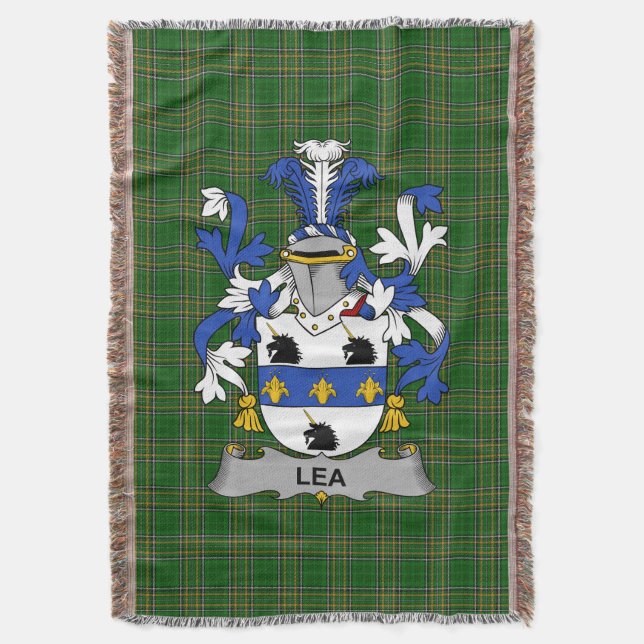  Irish Lea or McLea Coat of Arms Family Crest Irel Throw Blanket (Front Vertical)