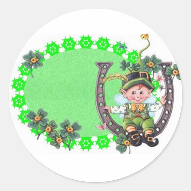 Irish Leprechaun Classic Round Sticker (Front)