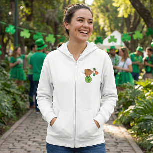 Irish Leprechaun Cow Standing on Planet Earth Hoodie