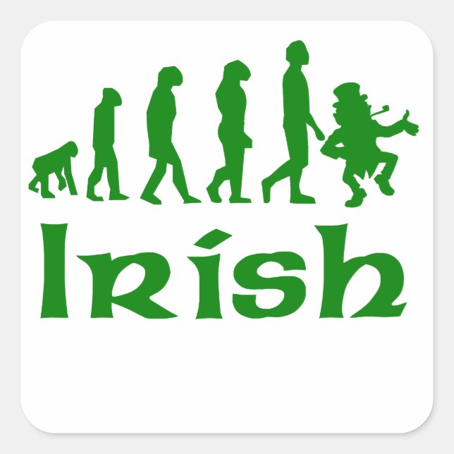 Irish Leprechaun Evolution Square Sticker (Front)