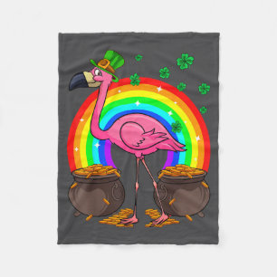 Irish Leprechaun Flamingo Funny St. Patrick's Day Fleece Blanket