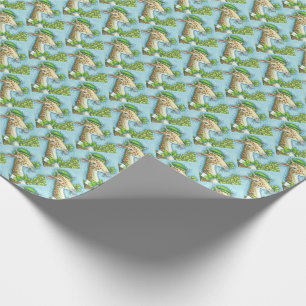 IRISH LEPRECHAUN GIRAFFE HOLIDAY WRAPPING PAPER