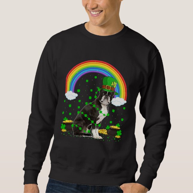 Irish Leprechaun Hat Boston Terrier St Patrick s D Sweatshirt (Front)