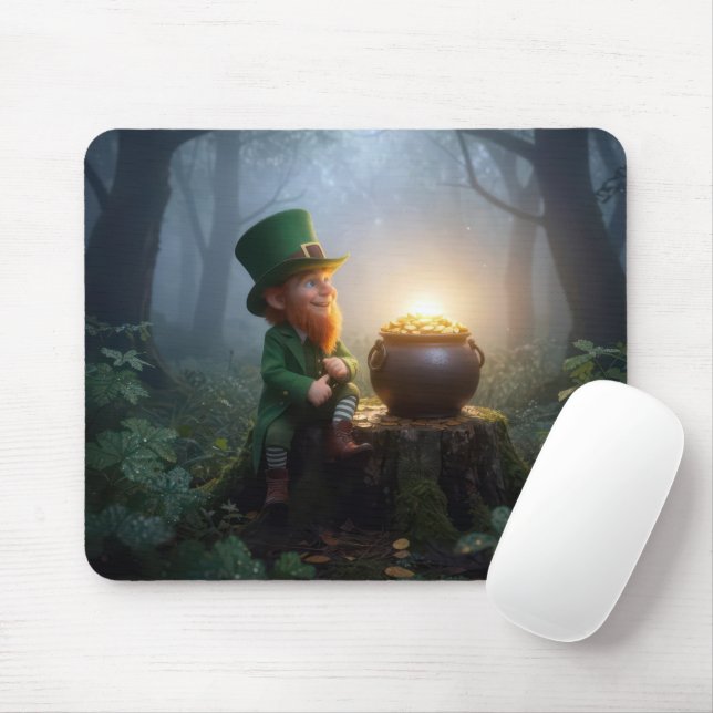 Irish Leprechaun In a Misty Forest Mouse Pad (With Mouse)