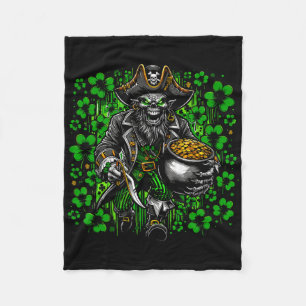 Irish Leprechaun Pirate St Patricks Day Party For Fleece Blanket