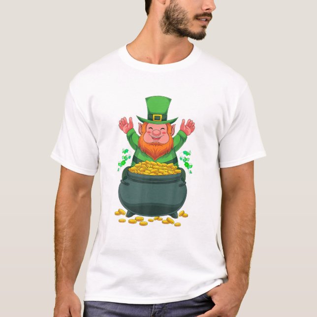 Irish Leprechaun Pot Of Gold Ireland St Patricks D T-Shirt (Front)
