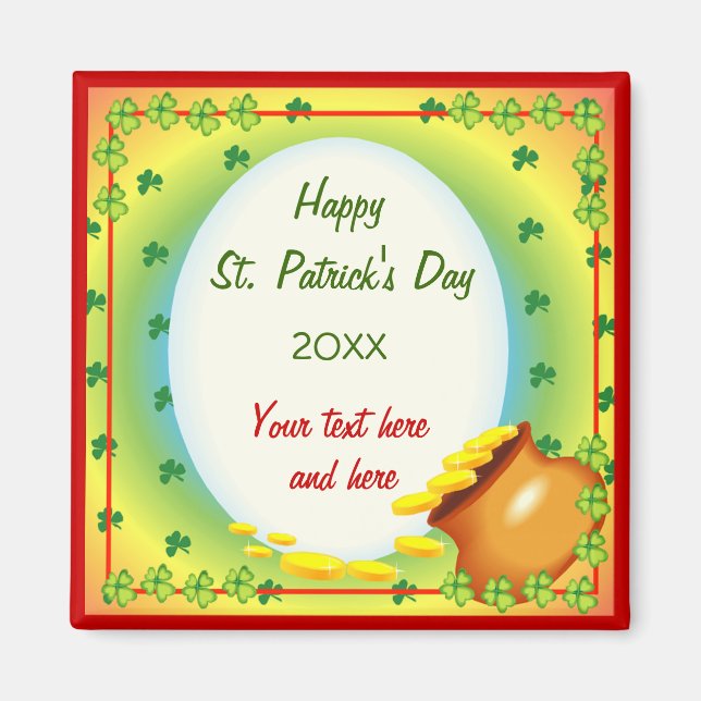 Irish Leprechaun Pot of Gold Magnet (Front)