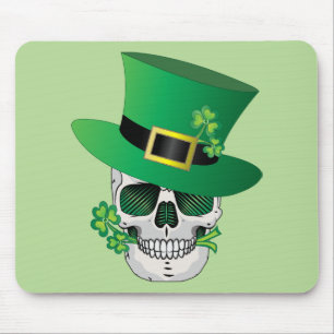 Irish Leprechaun Skull Mouse Pad