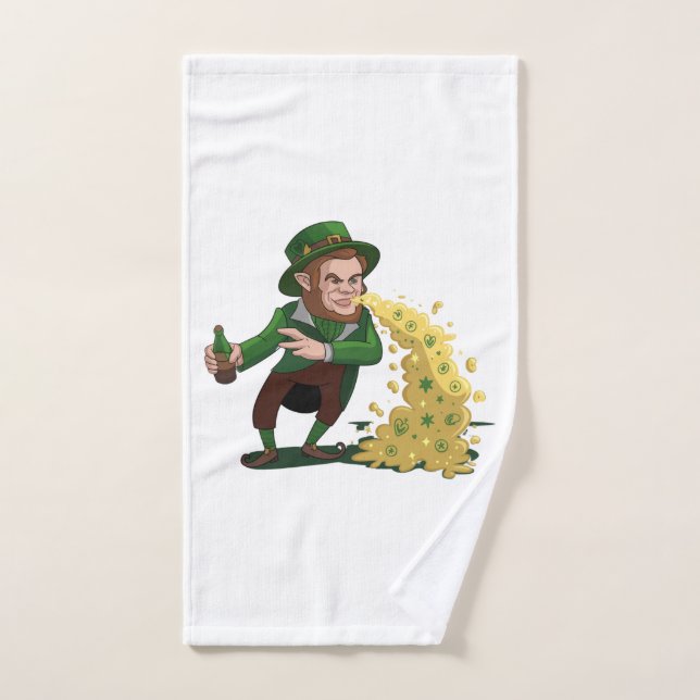 Irish Leprechaun Tossing Lucky Cookies Funny  Hand Towel (Hand Towel)