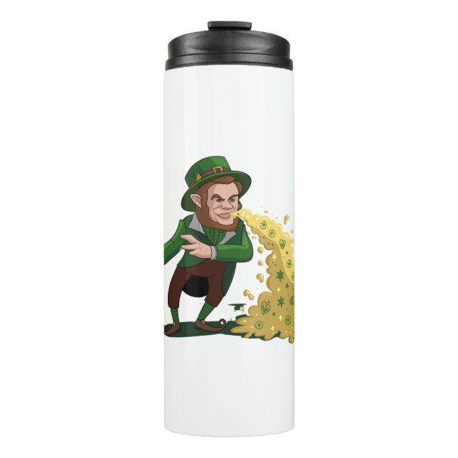 Irish Leprechaun Tossing Lucky Cookies Funny  Thermal Tumbler (Front)