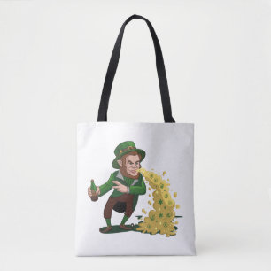 Irish Leprechaun Tossing Lucky Cookies Funny Tote Bag