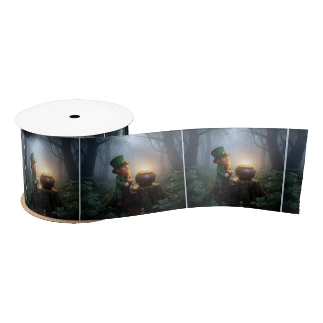 Irish Leprechaun with a Pot of Gold Satin Ribbon (Spool)