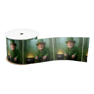 Irish Leprechaun with a Pot of Gold Satin Ribbon