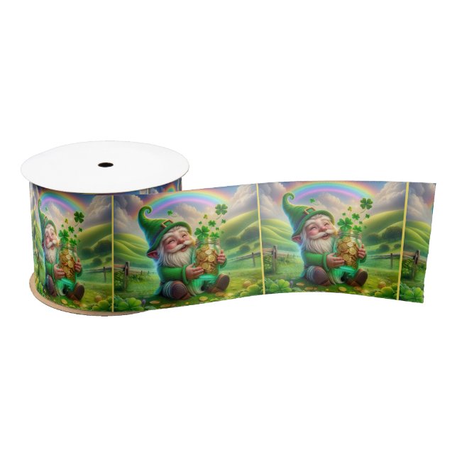 Irish Leprechaun With Gold Coins Satin Ribbon (Spool)
