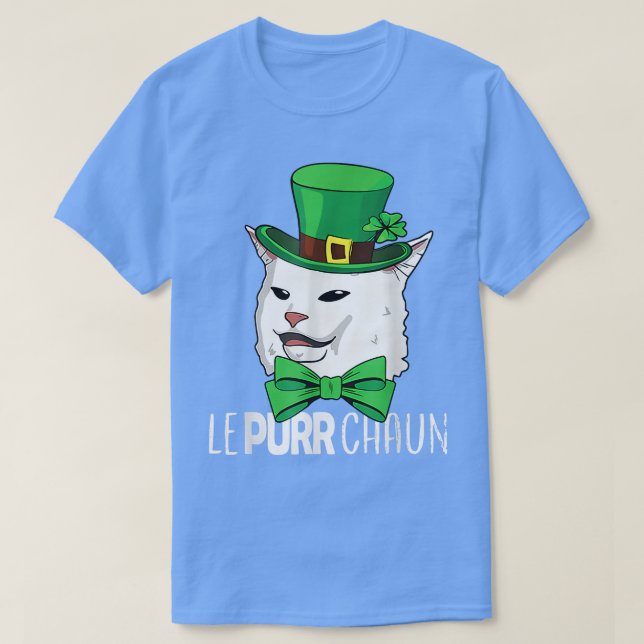 Irish Lepurrchaun Purr Smudge Cat Meme Shamrock St T-Shirt (Design Front)