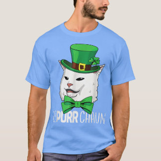 Irish Lepurrchaun Purr Smudge Cat Meme Shamrock St T-Shirt