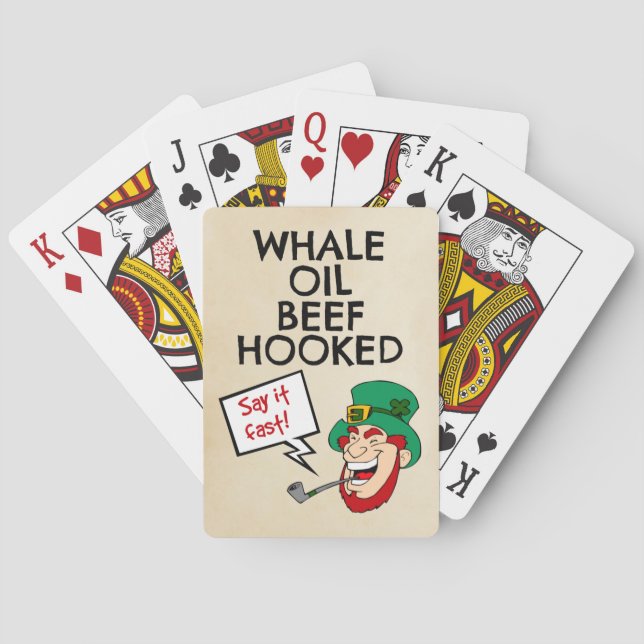 Irish Lesson: Whale Oil Beef Hooked Leprechaun Playing Cards (Back)