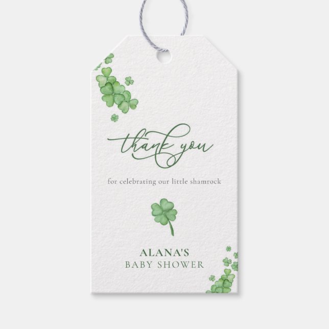Irish Little Shamrock Baby Shower Favour Tag (Front)