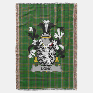 Irish Long or Longe Coat of Arms Family Crest Ire Throw Blanket