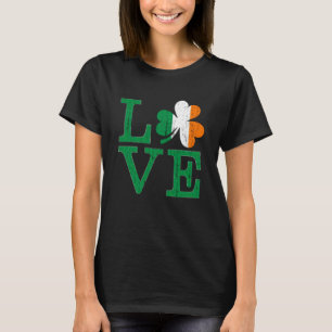 Irish Love Distressed Tricolor Shamrock St Paddy's T-Shirt