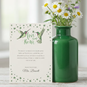 Irish Love Is in the Air Hummingbird Thank You Card