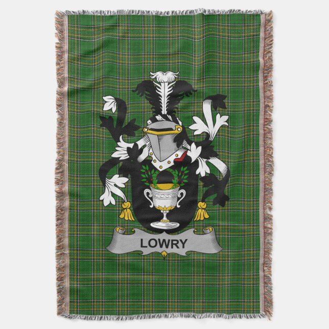  Irish Lowry or Lavery Coat of Arms Family Crest I Throw Blanket (Front Vertical)